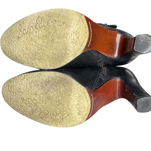 Sam Edelman Heel Ankle Boot‎ Womens 6.5M Black Lea Punk Goth Edgy Classic Chic - Picture 4 of 14